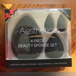 Aesthetica 4 Piece Foundation Blending Latex Free Vegan Makeup Beauty Sponge NIB